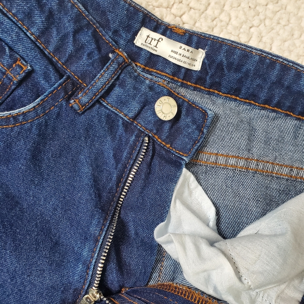 Zara TRF Collection Wide Leg Cropped Jeans Size 2 - Picture 4 of 12